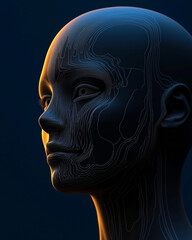 Poster - Mannequin face with tech design detailing in futuristic style