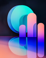 Poster - Geometric shapes in abstract modern design with vibrant colors and reflections for graphic art