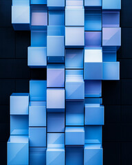 Poster - Geometric shapes in blue graphic design on modern background