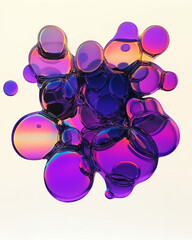 Poster - Bubbles in colorful liquid with abstract shapes and vibrant reflections