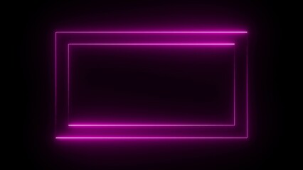 Wall Mural - Neon lamp light rectangle border. Abstract neon sign rectangle icon illustration on black background.