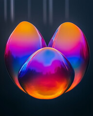 Poster - Colorful bubbles in vibrant graphic design showcasing vivid reflections and textures