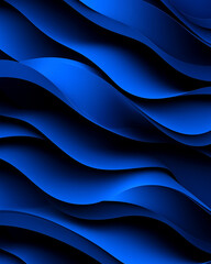 Poster - Abstract waves in blue with smooth flowing curves and dimensional background for modern design