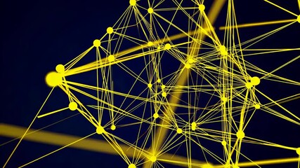 Aufkleber - Intricate yellow lines and connections forming a complex network against a dark background