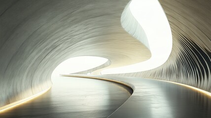 Futuristic tunnel interior, glowing path, abstract background