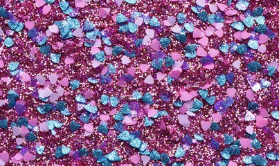 Poster - Rainbow-toned glitter particles, shimmering in a cascade, creating a vibrant and enchanting visual spectacle filled with color and light.