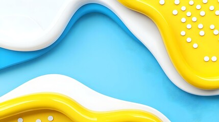 Poster - Vibrant yellow and blue abstract design, fluid shapes intertwining, creating a dynamic and energetic visual experience.