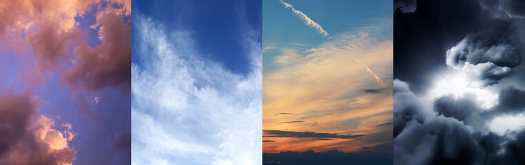 Wall Mural - sky in different weather and time of day, collage. banner design