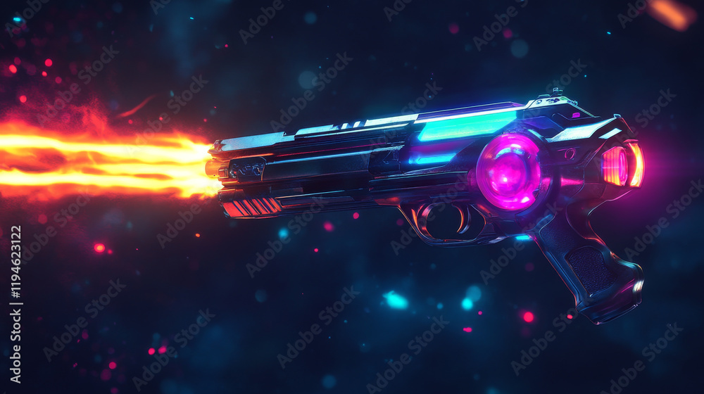 Space guns vfx effect, laser blasters with plasmic beams and rays ...