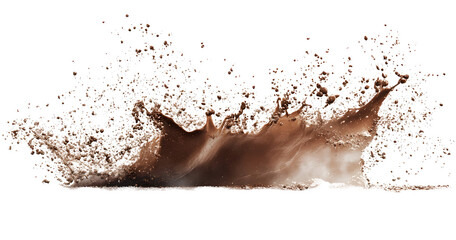Chocolate Splashing, Bursting, Exploding, Isolated on White Background, Dynamic Texture