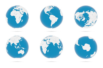 3d rendering of the planet earth with different views