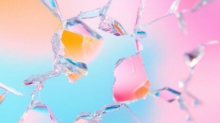 Poster - Brightly colored crystal shards display a range of hues against a soft blue background, creating a captivating visual effect full of textures