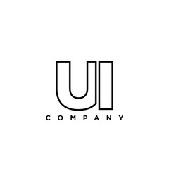 Poster - Letter U and I, UI logo design template. Minimal monogram initial based logotype.