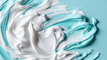 Poster - Swirls of white and blue create a captivating abstract texture, highlighting smoothness and color blending in artistic harmony
