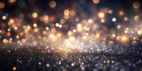 Poster - Dark Sparkle Background with Golden and Silver Lights