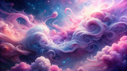 Poster - Celestial Swirls A Dreamlike Tapestry of Purple and Pink Nebulae