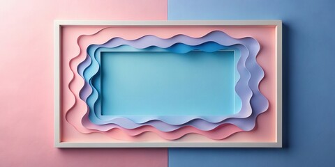 Poster - Abstract Pastel Wave Frame Design with Blank Center for Text or Image