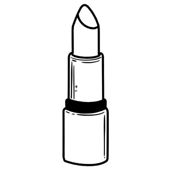 Lipstick Valentines day Hand drawn doodle line art illustration love elements greeting card decoration 