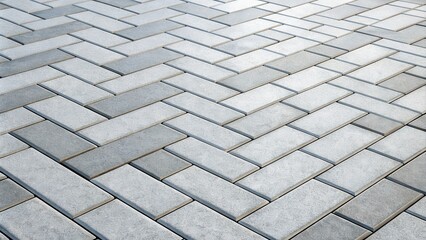Poster - Herringbone Patterned Pavement A Textured Surface of Gray Paving Stones