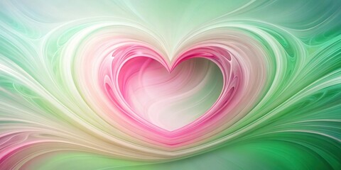 Aufkleber - Abstract Heart Shaped Swirl Design in Pastel Greens and Pinks