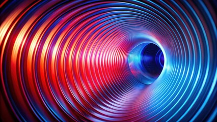Poster - Abstract swirling metallic tunnel with vibrant red and blue hues