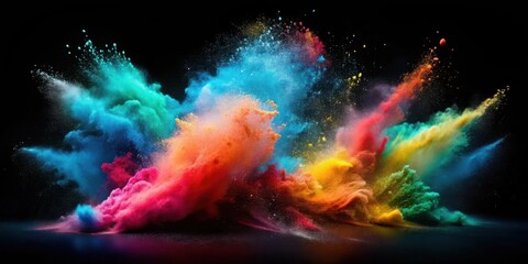 Leinwandbilder - Vibrant Color Explosion A Spectacular Burst of Hues Against a Dark Background