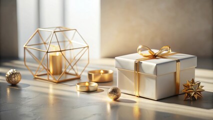 Poster - Elegant Gift Presentation with Candles and Gold Accents