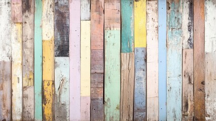 Poster - Wooden wall panels display a vibrant mix of pastel colors, creating a warm and inviting atmosphere ideal for interior design