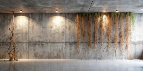 Poster - Modern Minimalist Interior Design with Dried Plants and Recessed Lighting