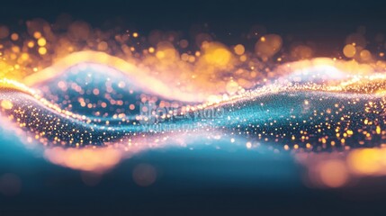 Fototapete - Dynamic waves of neon light shimmer in various hues against a dark backdrop, creating a captivating and energetic atmosphere