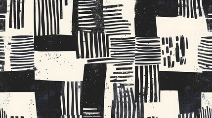 22. A Scandinavian-inspired pattern with geometric shapes in black and white