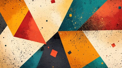 Fototapete - This colorful abstract geometric pattern showcases various shapes and hues, creating an engaging visual experience