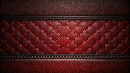 Aufkleber - Luxurious Red Leather Upholstery with Diamond Stitch Pattern and Contrast Piping