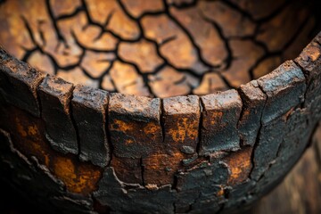 Aufkleber - This image presents a rugged and rustic ceramic piece with intricate texture design, demonstrating impressive craftsmanship and the allure of naturally aged materials.