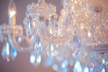 Poster - A stunning crystal chandelier exhibiting an ornate design and brilliant sparkle, capturing the essence of luxury and sophistication in its radiant crystal forms.