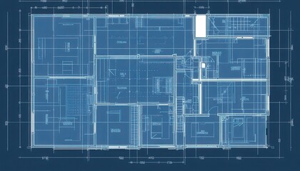Fototapete - Architectural Blueprint: Detailed Floor Plan of a Modern Two-Story House Design