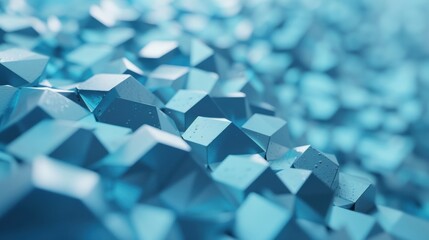 Poster - Bright blue geometric shapes form an intricate pattern that emphasizes depth and texture, reflecting a modern artistic approach