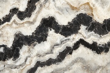 Poster - An elegant marble surface features a striking black zigzag pattern, combining natural beauty with a modern artistic touch for luxurious interiors.