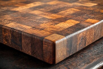 Poster - Beautifully crafted end-grain cutting board, exhibiting durability and style, with a checkered design, making it ideal for kitchen tasks and culinary presentations.