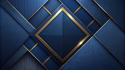 Fototapete - Abstract Navy Blue and Gold Geometric Design with Textured Patterns and Elegant Lines