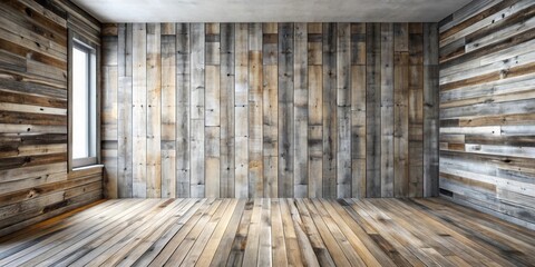 Aufkleber - Rustic Wooden Room Interior Design with Natural Light and Wood Floor