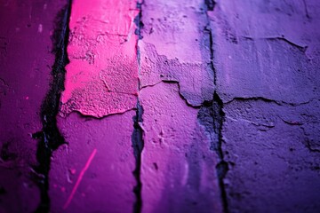 Fototapete - A striking abstract texture featuring vibrant pink and purple tones with visible cracks and layers, creating a dynamic sense of depth and movement.