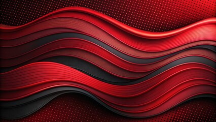 Aufkleber - Abstract Red and Black Wavy Stripes Design with Dotted Background