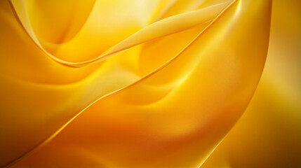 Poster - Flowing yellow silk fabric creates a mesmerizing visual effect with soft curves and shades