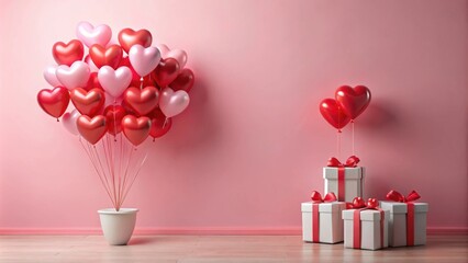 Aufkleber - Heart-shaped balloons and gifts create a romantic ambiance