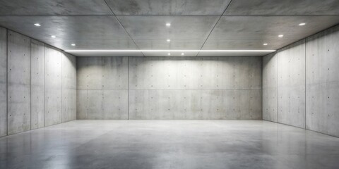 Wall Mural - Empty Modern Concrete Room with Subtle Lighting and Smooth Floor