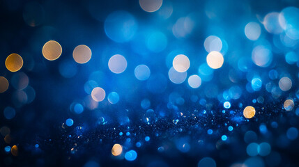 Poster - Beautiful blue bokeh background with sparkling droplets creating a dreamy atmosphere