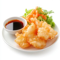 Wall Mural - Lightly battered tempura fish served with a tangy 