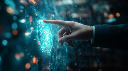 Poster - Interactive technology display engaging user interaction in a modern setting