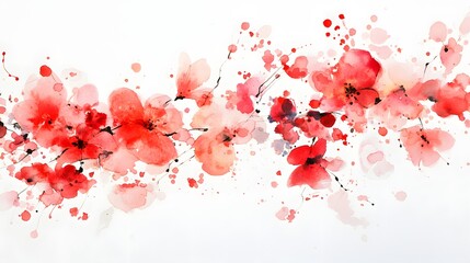 Wall Mural - Red Watercolor Flowers Abstract Floral Painting